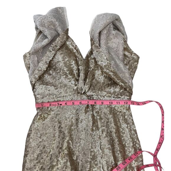 Revelry Gwen Sequin Gown Dress Shimmer Gold Size 10 Bridesmaid Timeless Elegant - Picture 14 of 16